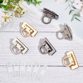 UNICRAFTALE 6Pcs Purse Twist Turn Locks 3 Colors Alloy Bag Twist Lock Accessories Handbags Lock Rectangle Turn Lock Clip Clasp Hardware Purse Bag Closure Clasp for DIY Purse Handbag Making