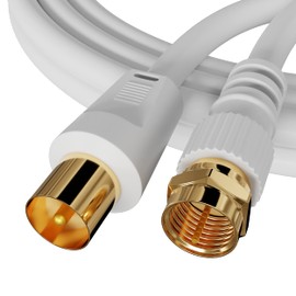 ConnectingU White 0.5m TV Aerial Cable Male to Satellite F-Type Connector Male Cable
