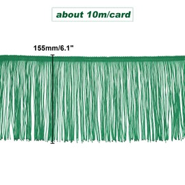 OLYCRAFT 10 m Sewing Fringe Border Green Fringe Trim Lace Lampshade Decoration Trim for DIY Clothing Craft Latin Dress 155 mm Wide