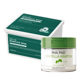 Daily 365 Houttuynia Cordata Mask (30 Sheets) + Centella Asiatica PHA Toner Pads (60 Sheets) / Exfoliation / 데일리 365 어성초 마스크 30매입+센텔라아시아티카 파하 토너패드 60매각질관리