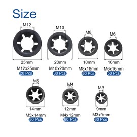 QUARKZMAN 320Stk Innen Zahn Stern Sperre Unterlegscheiben Sortiment Kit M3 M4 M5 M6 M8 M10 M12 Schnelle Geschwindigkeit Sicherung Unterlegscheiben 65Mn Stahl Druckmuttern