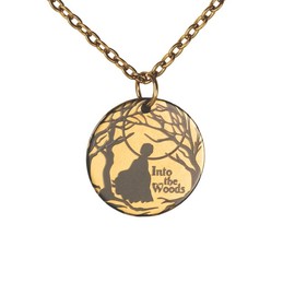 Into The Woods Musical Theater inspired Gold Plated Coin Necklace with Virtual Engraving - Keepsake Gift for Cast Members, Director or Crew - Gift Packaged made in USA - Customize with your Photos and Videos - Chain Length: 18" Chain