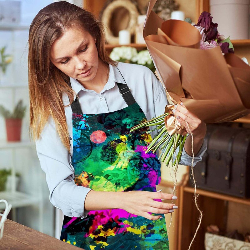 BGBDEIA Colorful Paint Splatter Apron for Women & Men, Adjustable