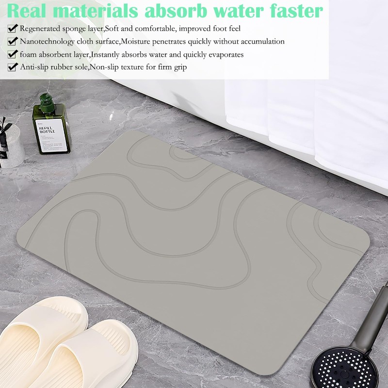 Bath Mat, Non-Slip Bath Mat, Shower Mat, Absorbent Bathroom Rug,