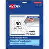 Avery Glossy Clear Round Labels with Sure Feed, 1.25" Diameter,
