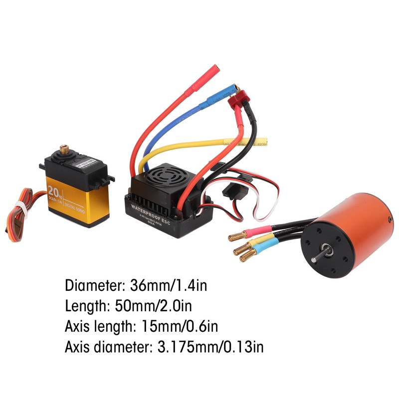 3650 3900KV Brushless Motor 60A ESC 20kg Steering Gear Set