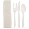 White Medium Weight Plastic Cutlery Kit with a Fork, Knife,