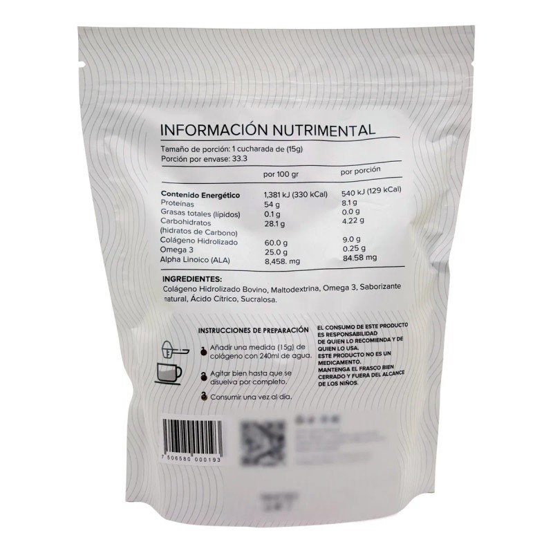 Colageno Hidrolizado Omega 3 500 G Sabor Piña Pd Rosa