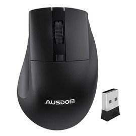 AUSDOM Wireless Mouse, Ergonomic Mouse with 2.4G USB Mini Receiver, 1200 DPI Optical Tracking, Cordless Portable Computer Mice for Laptop, Mac, PC, Notebook, Black