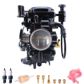 CV40 Carburetor with Choke Cable, for Harley Davidson Sportster XL XLH 883 1200 Softail Touring Dyna Road King Carb 27421-99 (Black Cover)