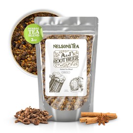Nelson's Tea A&J's Root Beer - Sarsaparilla Root Herbal Loose Leaf Tea - A Harmonious Blend of Flavorful Ingredients like Sarsaparilla, Burdock Root, Birch Bark, and More! (2 oz)