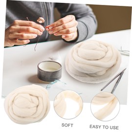 Tofficu Natural Roving Wool Fiber for Needle Felting DIY Craft Material Milk White Versatile for Spinning Weaving Doll Making More for Beginners and Art Projects