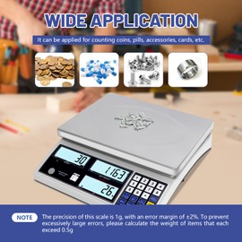 Industrial Counting Scale(g/kg/lb),Built-in Battery Precision Electronic Gram Coin Scale for Parts,Digital Inventory Scale with Alarm Mode, RS-232 Interface for Printer Connectivity (30kg, 1g)