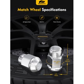 MIKKUPPA 20PCS M12x1.5 Lug Nuts, Replacement for Ford Fusion Focus Escape, Chevy Malibu Cruze Equinox, Honda Accord CRV Civic HRV, Jeep Compass Patriot Aftermarket Wheel Chrome Closed End Tire Nut