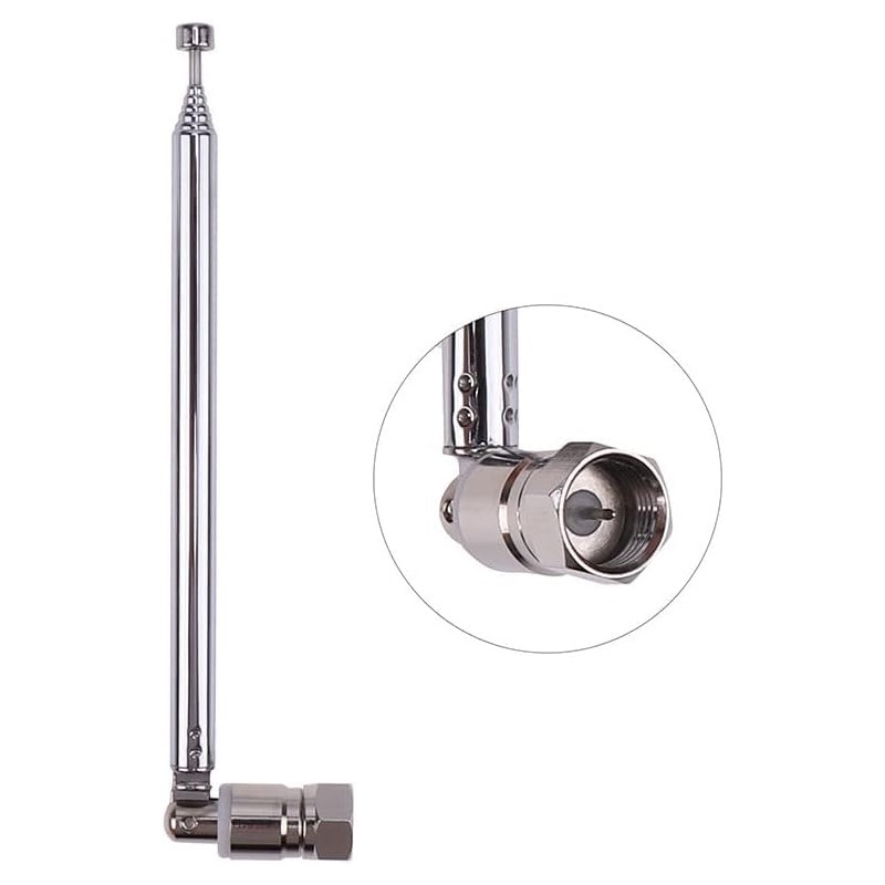 FM Antenna Telescopic, 120cm Telescopic Antenna Replacement F Plug DAB
