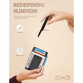 kinzd Money Clip, Front Pocket Wallet,Leather RFID Blocking Strong Magnet thin Wallet, A Litch Pattern Black, One Size