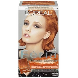 L'Oreal Paris Feria Power Copper High-Intensity Shimmering Colour, Intense Copper [C74] 1 ea (Pack of 4)