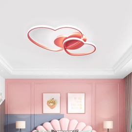 YIYIBYUS Morden LED Ceiling Light Heart Bedroom Acrylic Lamp Decor with Remote,Children's Room Lamp Ceiling Light Cartoon Ceiling Lighting Lampshade,Children's Room Kids Baby Bedroom (Pink (Type C))