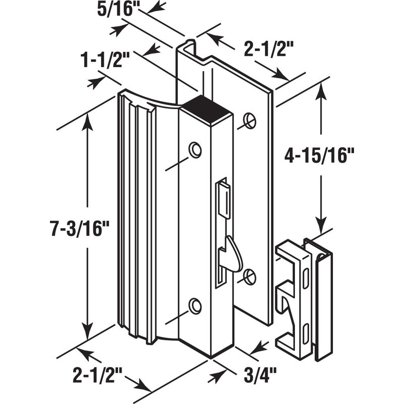 Prime-Line C 1001 Sliding Glass Door Handle Set, 4-15/16 In.,
