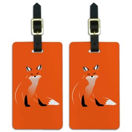 Stylish Red Foxy Fox Luggage ID Tags Suitcase Carry-On Cards - Set of 2