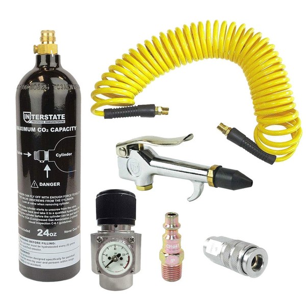 Interstate Pneumatics WRCO2-K3 CO2 Regulator with 24 oz Cylinder, Blow