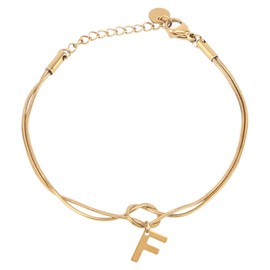 Mikovivi Bracelet Initials Gold, Trendy Dainty Gold Knot Bracelet with Letters Delicate Elegant Jewellery for Women Birthday Gift Festive Gift, Stainless Steel, No Gemstone