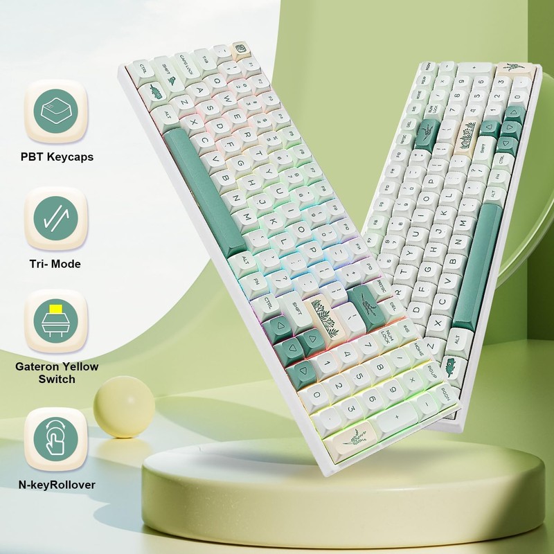 BOYI TK96 96% RGB Hot Swappable Triple Mode Keyboard,2.4Ghz/BT 5.0/Wired