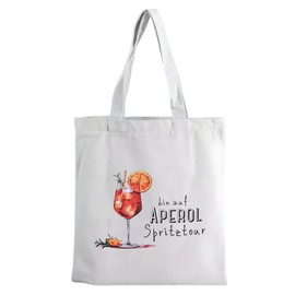 Marjoramy Aperol Spritz Bag,40 * 35 cm,Bin Auf Aperol Spritztour Fabric Tote,White Aperol Spirtz Tote,Reusable Grocery Cloth Carrier,Beach Handbag,Aperol Gift,Cocktail Party Gifts for Friends