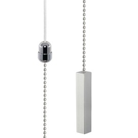 Bathroom Light Pull Chain – Polished Chrome Square Bar & Chrome Chain - 46mm x 11mm - 800mm Chain