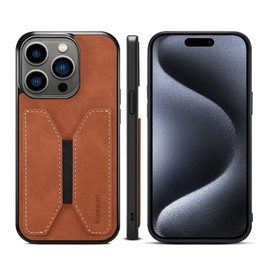 Kowauri - Funda para teléfono 14 Pro, piel sintética con ranura para tarjeta de crédito, funda protectora ultra delgada para teléfono 14 Pro 2023 (café)