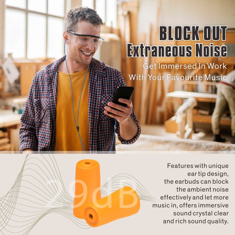 Hearprotek earplug Headphones for Work, Safety Foam Earbuds Headphones That