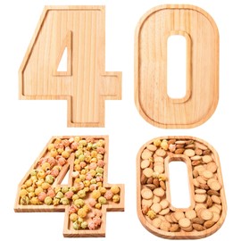 AWIZOM Wooden Charcuterie Boards Number 40 Wooden Serving Platters Decorative Pine Wood Serving Trays Number Wooden Snack Dish Plates for 40th Birthday Congrats Anniversary Party Supplies Favor,11.81"