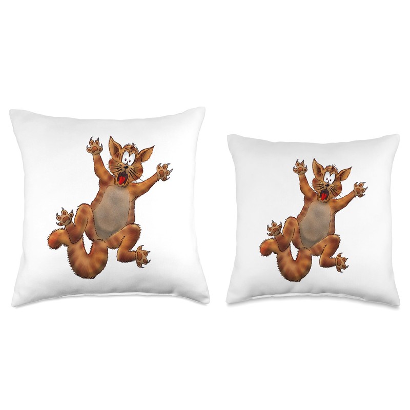 Scared Mad Cats Throw Pillow, 16x16, Multicolor