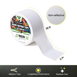 TSSART Book Repair Tape - Self Adhesive Matte Book Binding Tape for Reinforcing Protecting, and Covering Mending Books Old Books - 2 Inch Wide x 50 FT Long, White