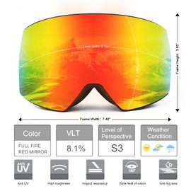 FMY - anteojos de esquí para hombres, mujeres y jóvenes, antivaho, protección UV400, snowboard, nieve, esquí, para adultos