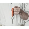 Burnt orange leather key chain drop shape ring keychain boyfriend