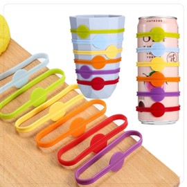 VIBARUTENS 24-Pack Stretchable Drink Markers – Reusable Wine Glass Markers & Drink Identifiers for Glasses, Bottles, Mugs, Jars, and Cocktail Glasses – Perfect for Parties & Events