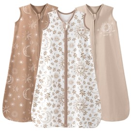 Unnivoll Unnivoll Baby Sleep Sack 18-24 Months 3 Pack 100% Cotton Lightweight 0.5 TOG Wearable Blanket Baby Sleep Bag with 2-Way Zipper for Infant Toddler Beige