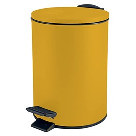 Spirella Adelar Cosmetic Bin 3 Litres Stainless Steel with Soft-Close Mechanism and Inner Bucket Bathroom Bin Soft Close Bin Sun Yellow