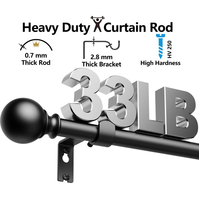Curtain Rods 211 Inch for Window 200 Inch, Adjustable Length