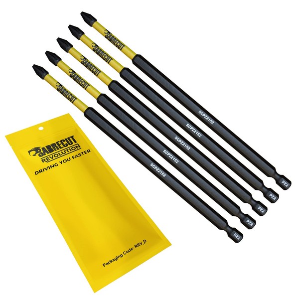 5 x SabreCut SCPZ2152_5 152mm PZ2 Magnetic Impact Screwdriver Driver Bits Set Pozi Pozidriv Heavy Duty Compatible with Dewalt Milwaukee Bosch Makita and More