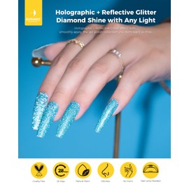 BURANO Reflective Gel Nail Polish, 7.3ml Reflective Diamond Nail Glitter Gel Polish, Sparkly Summer Color Gel Polish Holographic Glitters Shiny Gel Polish UV Lamp Required (Lake JL10)