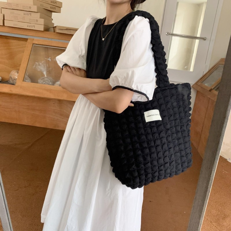 Petit-Germe Popcorn Bag, Tote Bag, Waffle Bag, 02.black