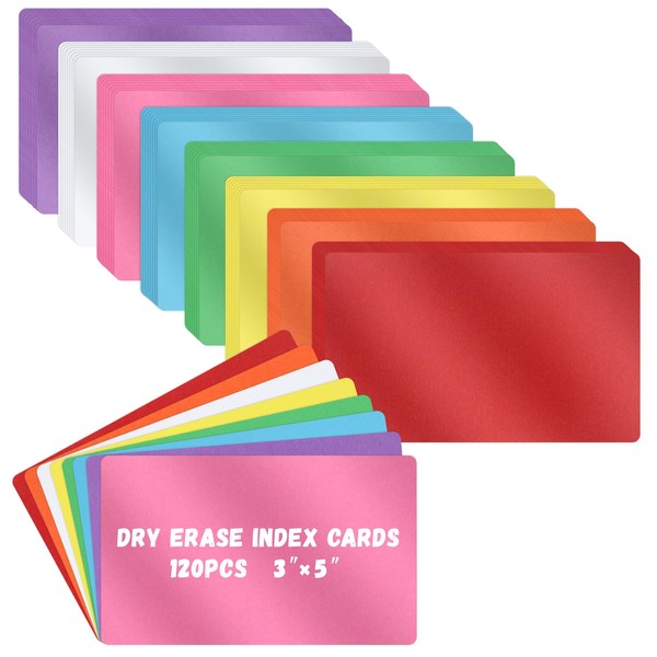 120 Pcs Dry Erase Index Cards Notecards Blank Reusable Flash
