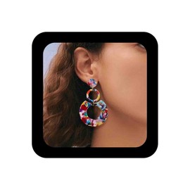 Enautoabs Vintage Acryl Geometrische Baumeln Ohrringe Harz Bunt Schildpatt Tropfen Ohrringe Große Runde Acryl Ohrring Aussage Ohrring Schmuck Für Frauen (bunt)