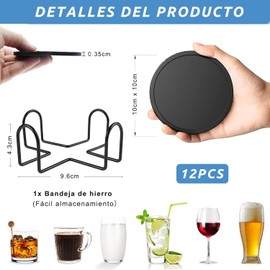 VASA NAMA 12PCS Posavasos para Mesa con Soporte, Portavasos de Silicona Antideslizantes, Posavasos para Bebidas Protección para Mesa para Vasos de Todos Los, Adapta Bar Hogar Restaurante Cafetería