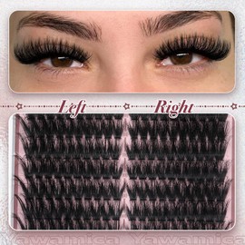 Yawamica Fluffy Lash Clusters Premade Cluster Eyelash Extensions Wispy Cat Eye Lash Clusters 200D Volume 9-18mm Individual Lashes Left Right Cluster Lashes 240pcs DIY Lash Extension by Self