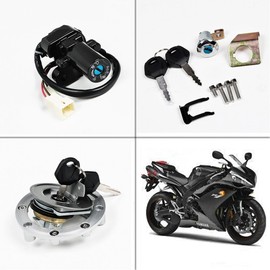 Astra Depot cap Motorcycle Ignition Switch with Key, Ignition Switch Fuel Gas Cap with Seat Lock & Keys Compatible For Yamaha 4 wire 2 plug model FJR1300/YZF R1/YZF R6/ YZF R6SFZ6