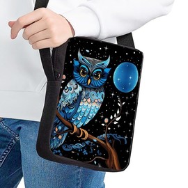 Kuiaobaty Owls On Tree Zip Crossbody Bags Anti Theft Medium Size Phone Pouch, Novelty Owl Bird Travel Shoulder Bag for Cash/Card Storage