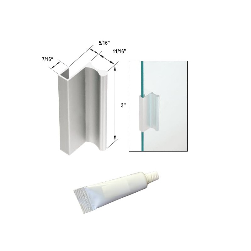 Gordon Glass® 3" Satin Anodized Frameless Shower Door Pull Handle